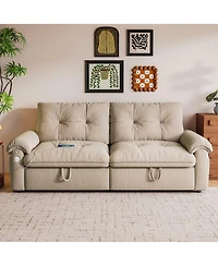 Clihome 77-Inch Convertible Sofa Bed,Made of Cloud-like Fabric, Applicable to Living Rooms, Bedrooms and Apartment