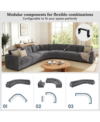 Streamdale Furniture 6-Piece Upholstered Curved Modular Sectional Sofa with Button Tufted Back
