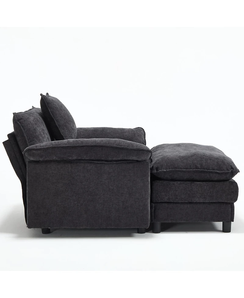 Streamdale Furniture Modern Chenille Accent Chair with Ottoman