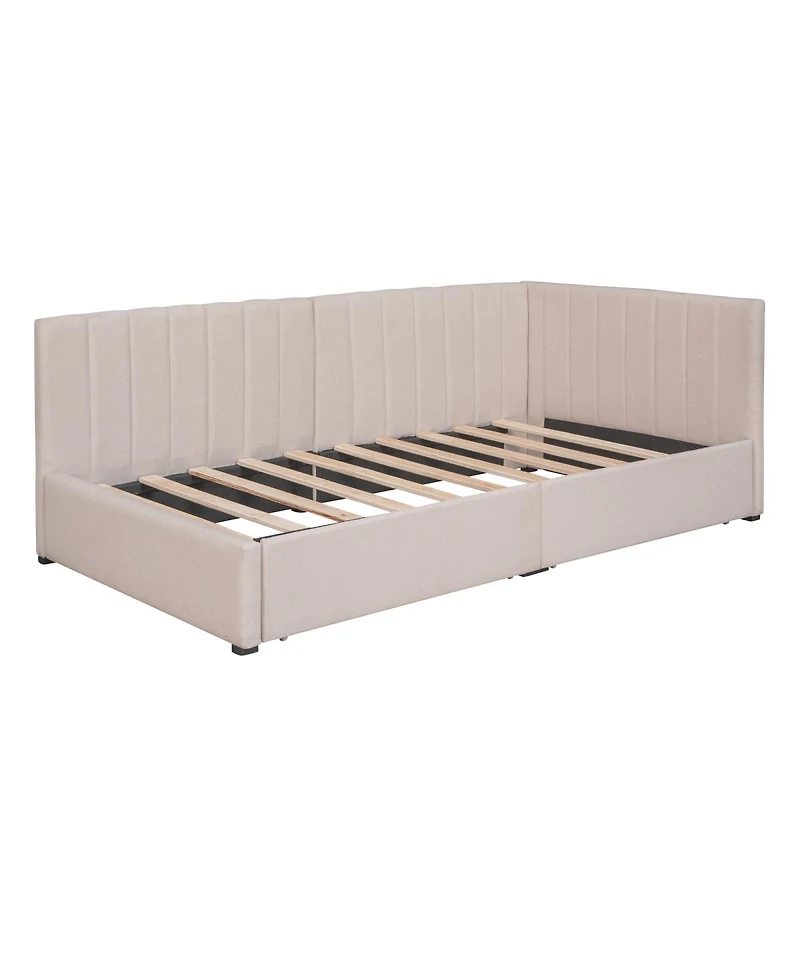 Streamdale Furniture Twin Size Upholstered Daybed with 2 Storage Drawers