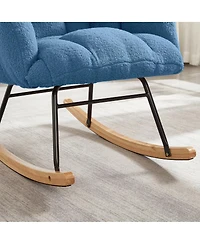 Streamdale Furniture Streamdale Tufted Teddy Fabric Rocking Chair with Metal Frame