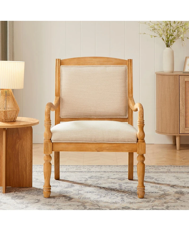 Streamdale Furniture Vintage Upholstered Accent Chair with Solid Wood Frame and Spindle Legs