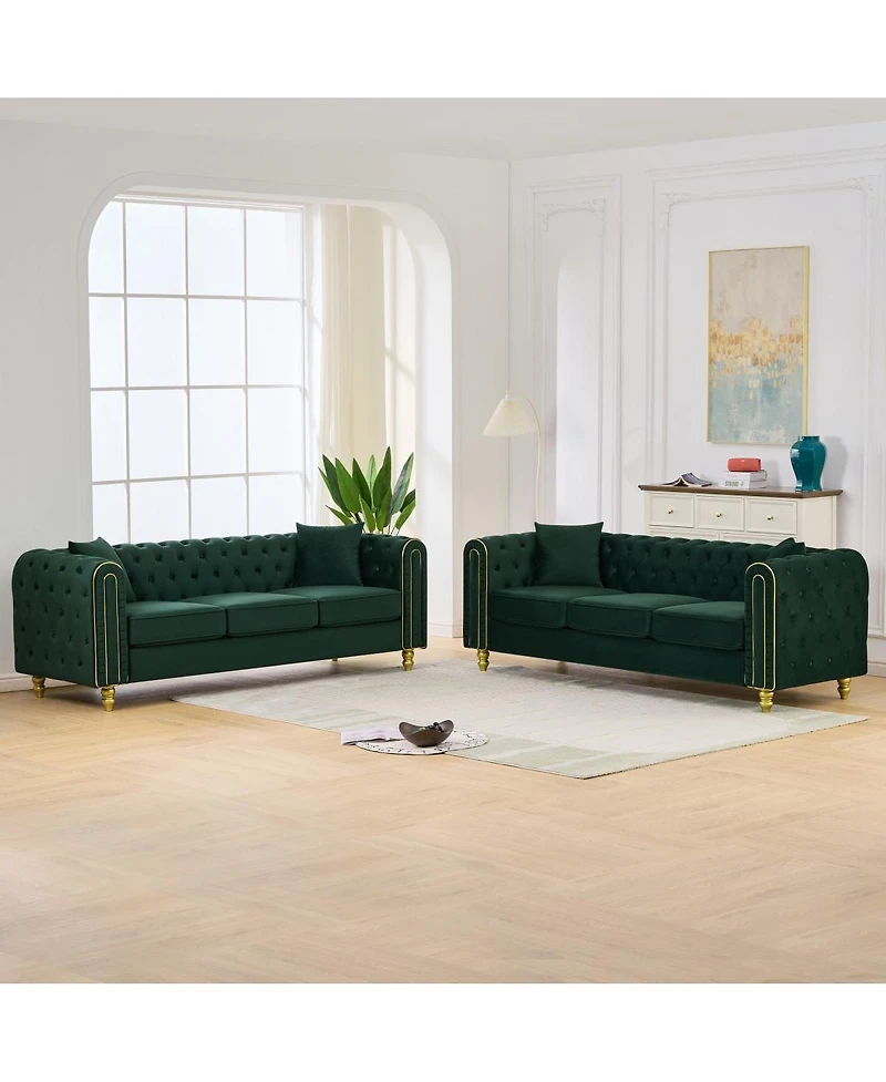 Streamdale Furniture 3+3 Seater Velvet Chesterfield Sofa