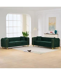 Streamdale Furniture 3+3 Seater Velvet Chesterfield Sofa