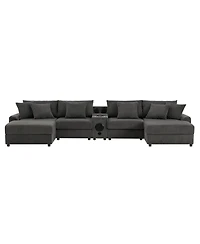 Streamdale Furniture Corduroy U-Shaped Sectional Sofa with Bluetooth Speakers and Storage