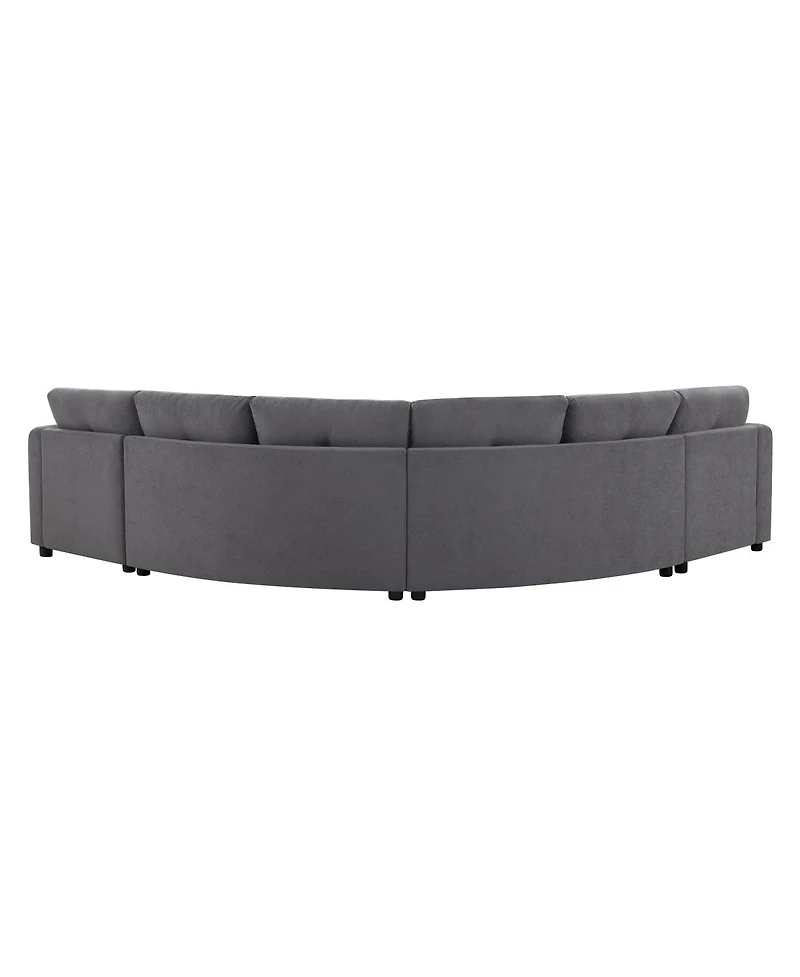 Streamdale Furniture 4-Piece Upholstered Curved Modular Sectional Sofa with Button Tufted Back