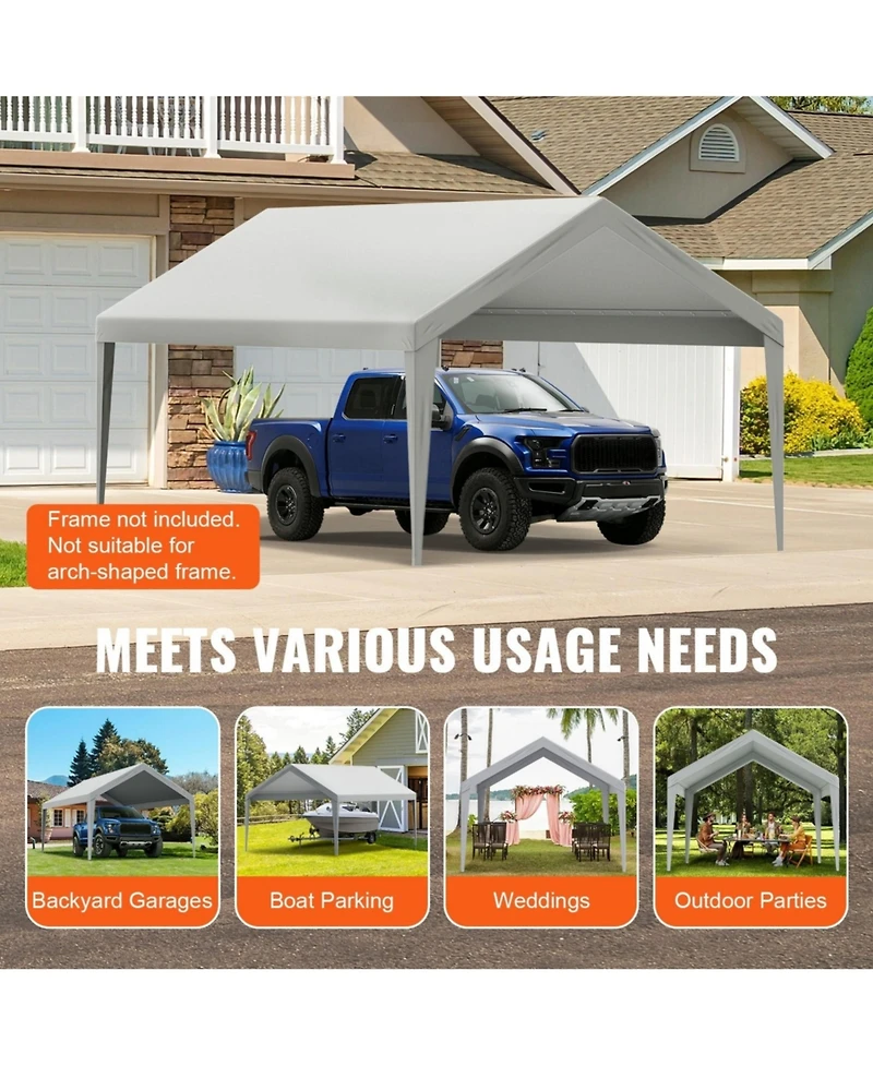 Yiortwo Replacement Carport Canopy Cover, Heavy Duty Waterproof Uv Top Tarp
