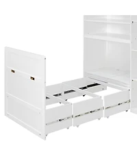 Streamdale Furniture Murphy Cabinet Bed with Wardrobe, Storage Shelves and Led Lights