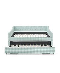Streamdale Furniture Upholstered Full-Size Convertible Daybed with Trundle and Side Storage