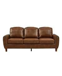 Streamdale Furniture 81.5" Classic Faux Leather Rolled Arm Sofa with Solid Wood Legs