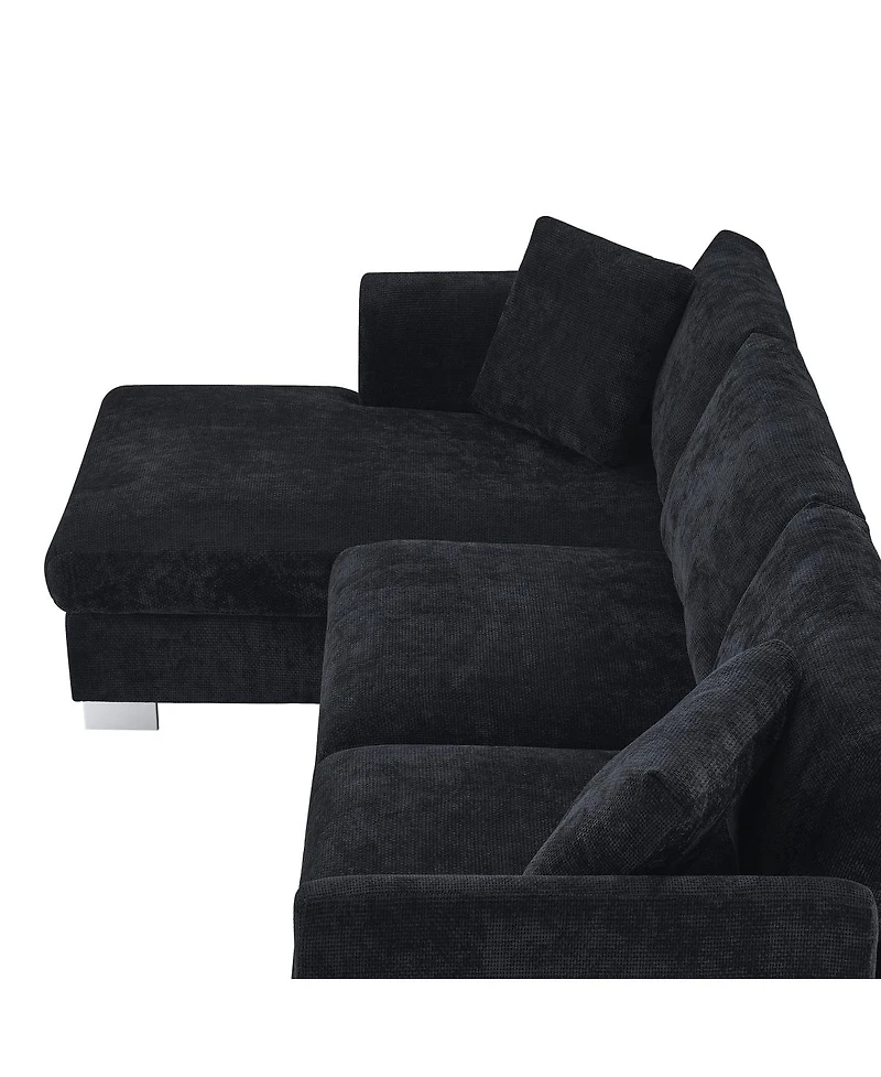 Streamdale Furniture 96" Modern Cloud L-Shaped Chenille Sectional Sofa with 2 Pillows