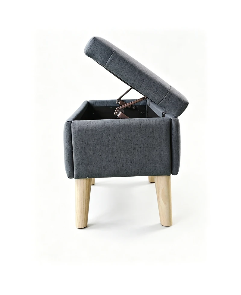 Streamdale Furniture Wide Upholstered Storage Ottoman Bench with Built-in Tray