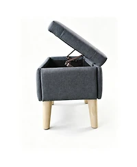 Streamdale Furniture Wide Upholstered Storage Ottoman Bench with Built-in Tray