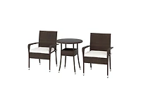Slickblue Outdoor 3-Piece Wicker Furniture Set with Glass Top Table