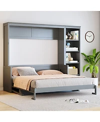 Streamdale Furniture Queen Size Murphy Bed with Desk and Bookshelf