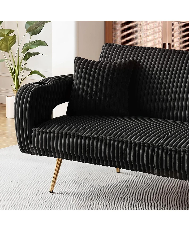 Streamdale Furniture 74.01" Minimalist Corduroy Sofa Bed with Pillows
