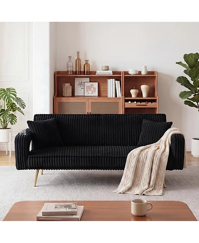 Streamdale Furniture 74.01" Minimalist Corduroy Sofa Bed with Pillows