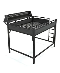 Streamdale Furniture Queen Loft Bed with Storage, Pegboard, Usb Ports, and Led Lights