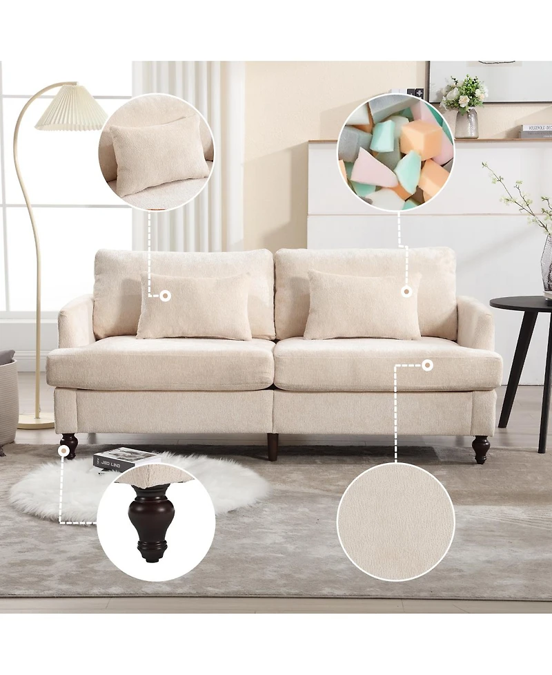 Streamdale Furniture Mid-Century Modern Chenille 2-Seat Loveseat Sofa