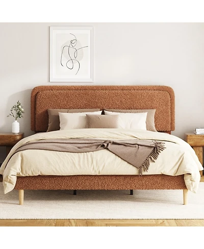 Streamdale Furniture King Upholstered Platform Bed with Adjustable Headboard