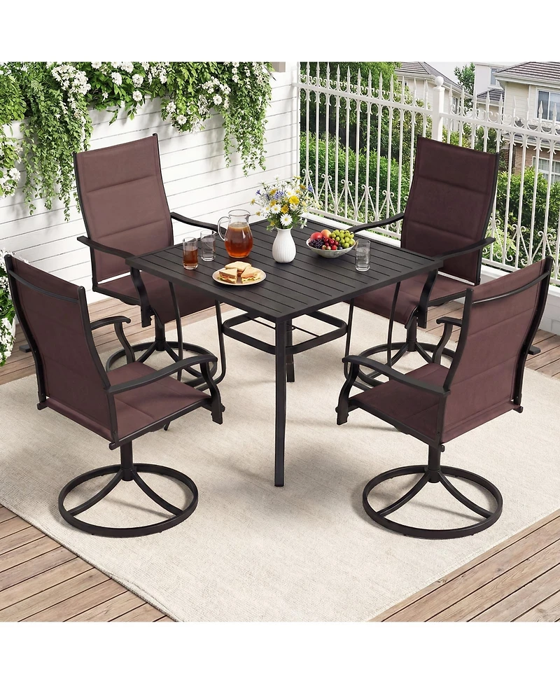 Sugift Padded Swivel Patio Chairs Set of 2 with Ergonomic High Back