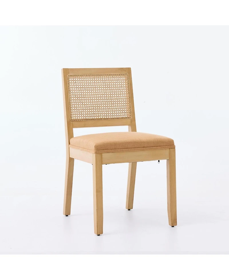 Streamdale Furniture Set of 2 Rattan Cane Back Dining Chairs, Mid-Century Modern Kitchen Chairs