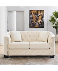 Streamdale Furniture 59-Inch Modern Chesterfield Velvet 2-Seater Sofa with Nailhead Trim