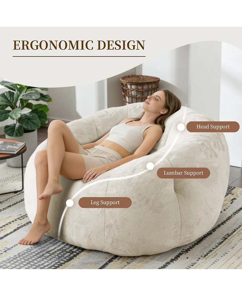 Streamdale Furniture Round Floral Bean Bag Chair: Comfortable Body-Contouring Support