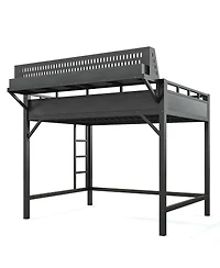 Streamdale Furniture Full Loft Bed with Storage, Pegboard, Usb Ports, and Led Lights