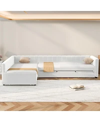 Streamdale Furniture L-Shaped Upholstered Twin Daybed with Trundle and Drawer