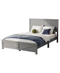Streamdale Furniture Farmhouse Queen Bed with Barn Door Headboard and Footboard