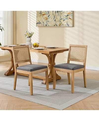 Streamdale Furniture Farmhouse Rattan Dining Chairs, Set of 2