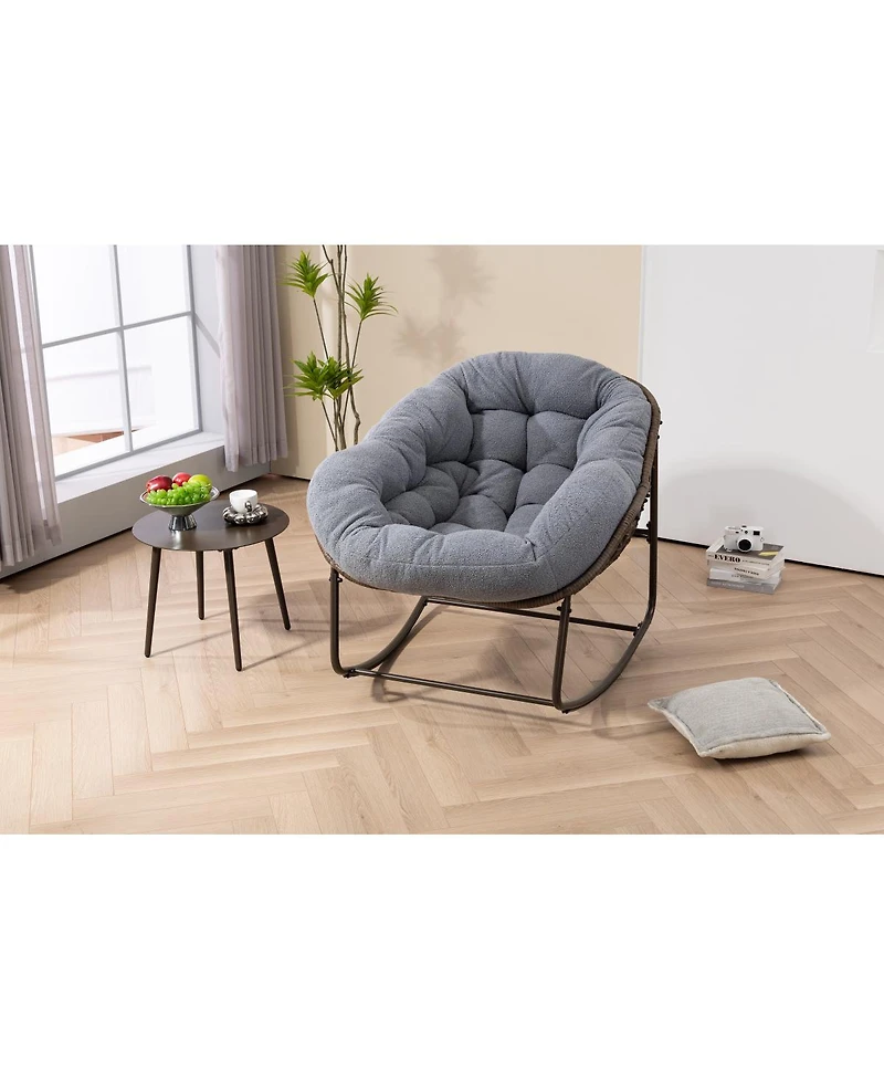 Streamdale Furniture Outdoor Rattan Rocking Chair with Padded Cushion