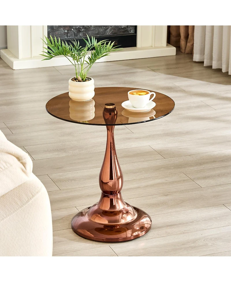 Streamdale Furniture Modern and Glass Round Side Table (19.6" Diameter)