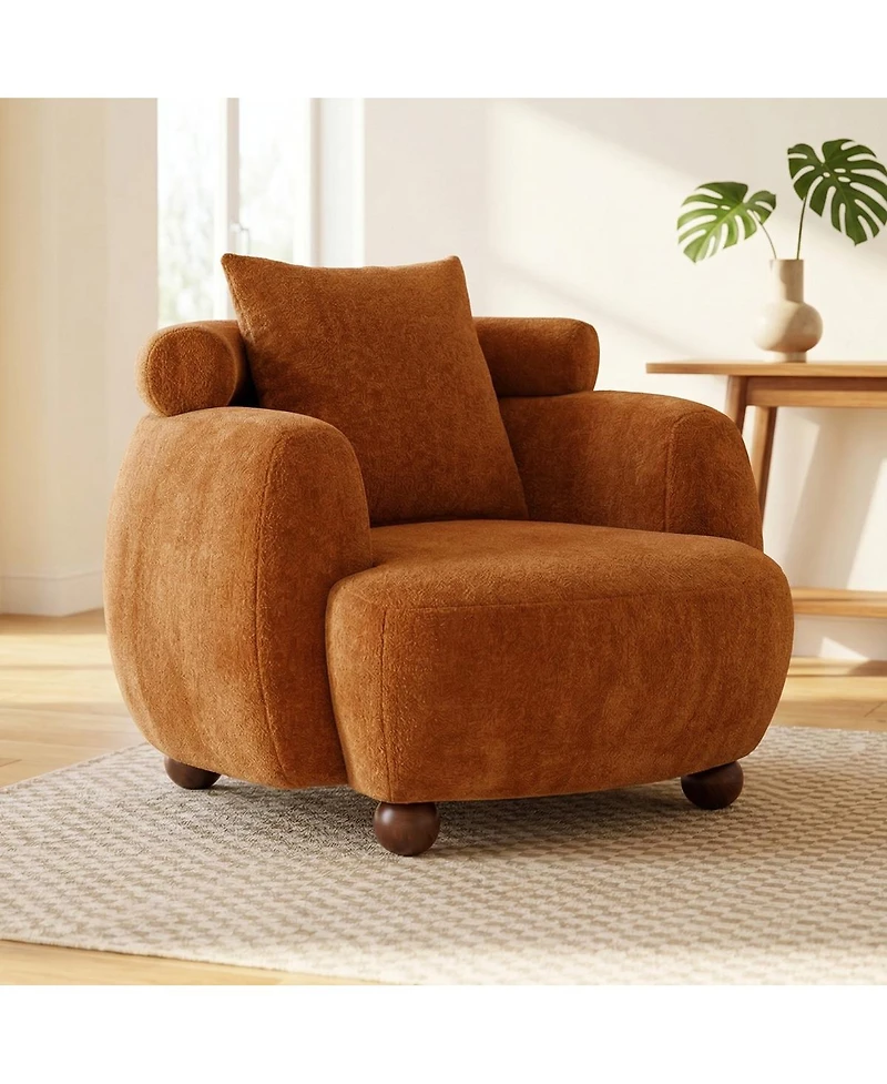 Streamdale Furniture Nordic Style 38 inch Chenille Bucket Club Chair with Pillow