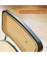Streamdale Furniture Set of 2 Rattan Mid-Century Modern Dining Chairs with Chrome Legs