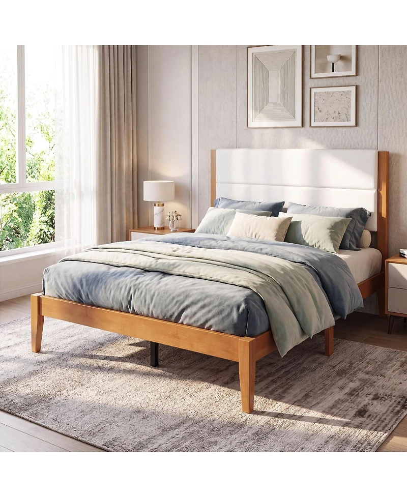 Streamdale Furniture Mid-Century Modern Upholstered Platform Bed Frame, Full