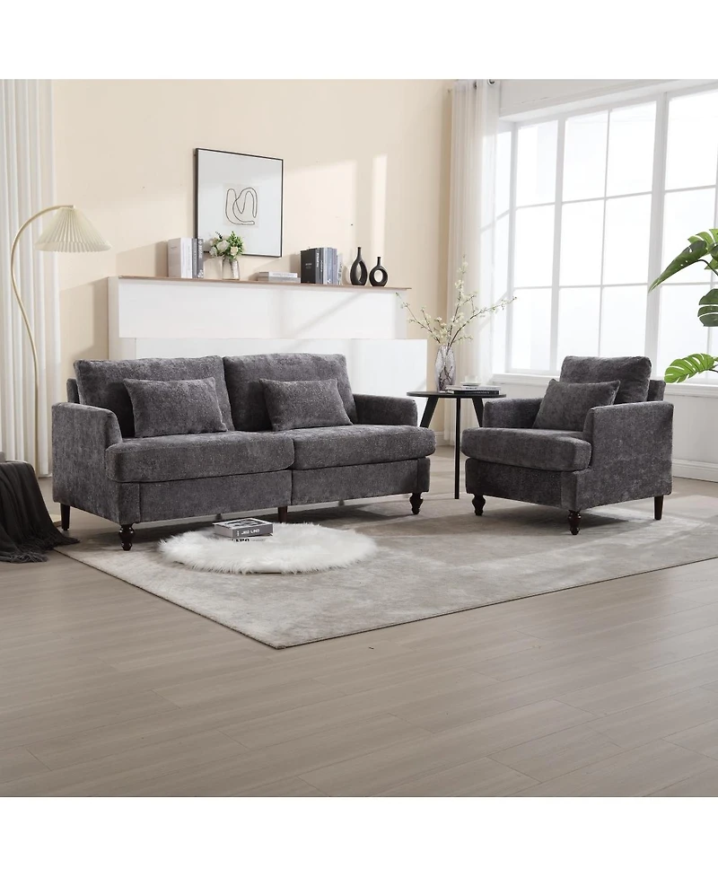 Streamdale Furniture Mid-Century Modern Chenille 2-Seat Loveseat Sofa