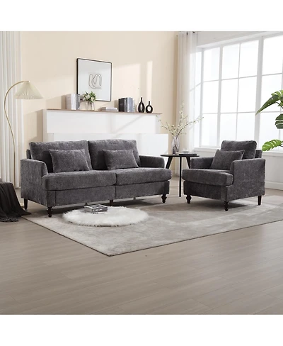 Streamdale Furniture Mid-Century Modern Chenille 2-Seat Loveseat Sofa