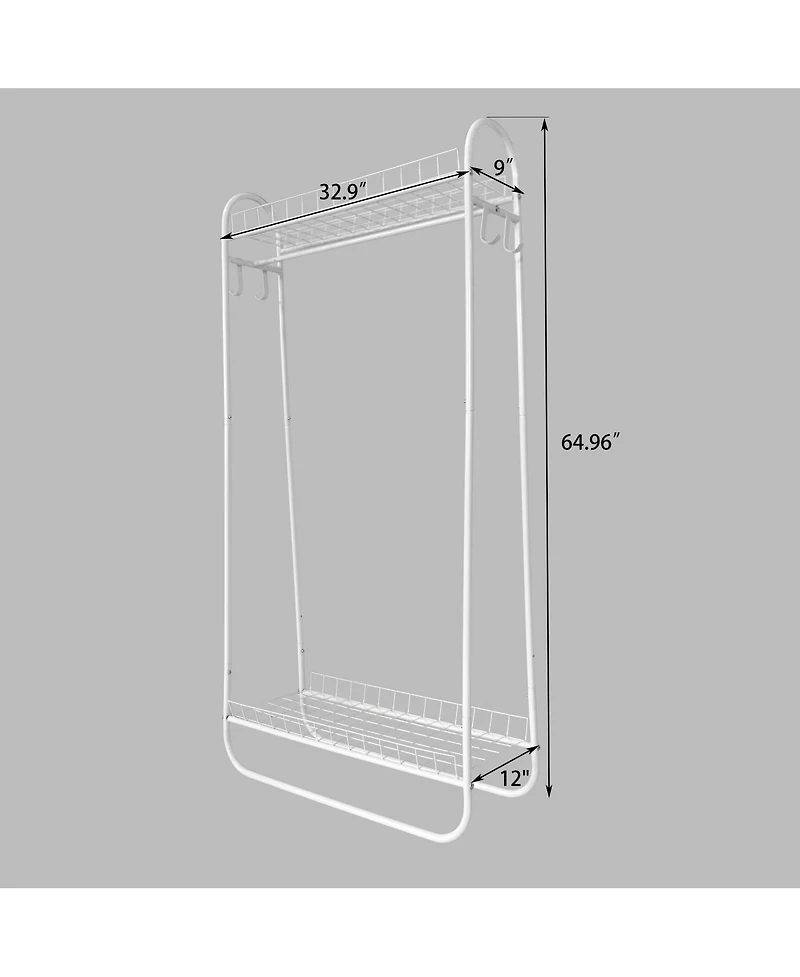Streamdale Furniture Heavy Duty Rolling Garment Rack with Double Shelves