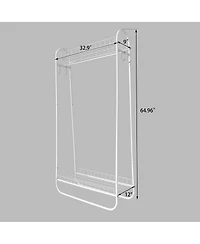 Streamdale Furniture Heavy Duty Rolling Garment Rack with Double Shelves