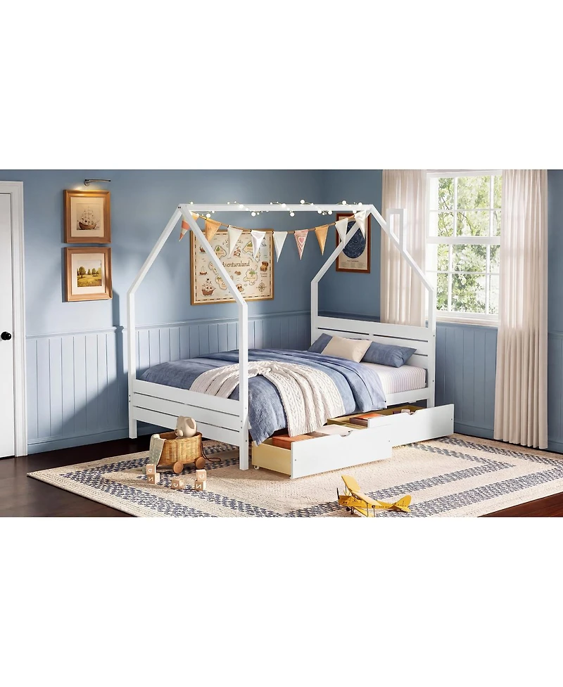Streamdale Furniture Full House Bed Frame with 2 Storage Drawers