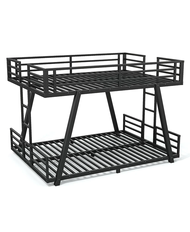 Streamdale Furniture Queen over Queen Metal Bunk Bed with Side Ladders