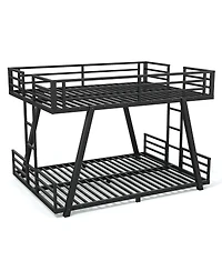 Streamdale Furniture Queen over Queen Metal Bunk Bed with Side Ladders