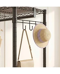 Streamdale Furniture L-Shaped Heavy Duty Corner Garment Rack with 3 Hanging Rods and 2 Hooks