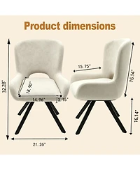 Streamdale Furniture Set of 2 Modern Beige Fabric Cushioned Dining Chairs