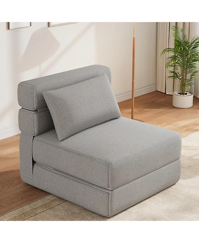 gaomon Folding Sofa Bed With Upgraded Pillow, Convertible Sleeper Chair- Modern Comfortable Sofa Bed Linen Fabric