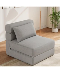 gaomon Folding Sofa Bed With Upgraded Pillow, Convertible Sleeper Chair- Modern Comfortable Sofa Bed Linen Fabric