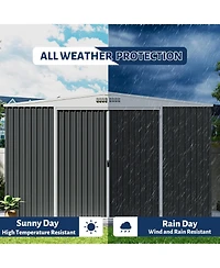 gaomon 9x12 Shed for Outdoor Storage, Galvanized Steel Metal Tool Sheds House with Lockable Doors, Lock and Air Vent