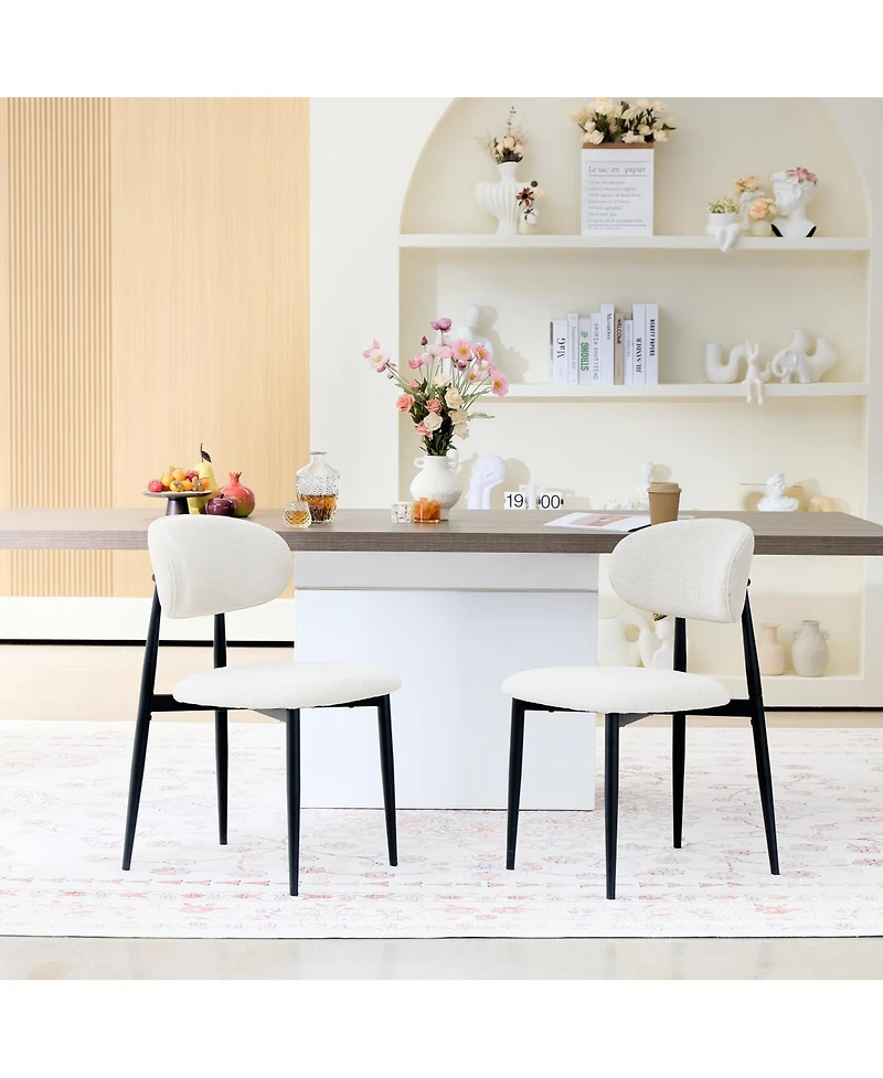 Streamdale Furniture Upholstered Fabric Dining Chairs with Metal Legs, Set of 2